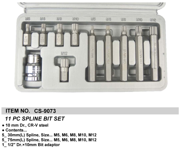 11 PC SPLINE BIT SET