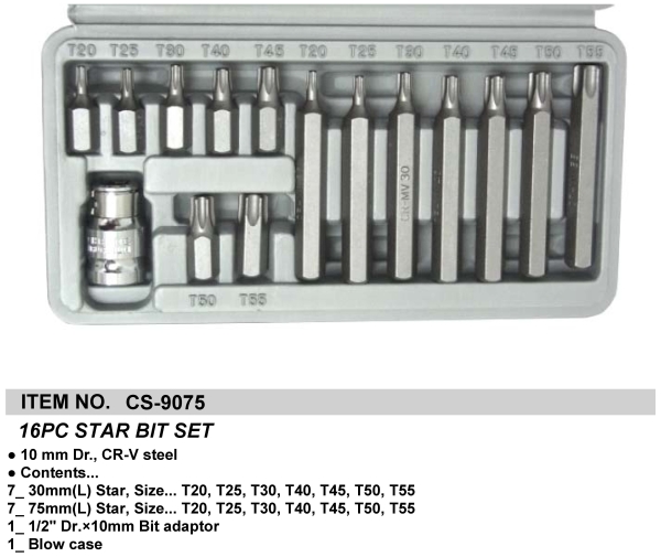 16PC STAR BIT SET