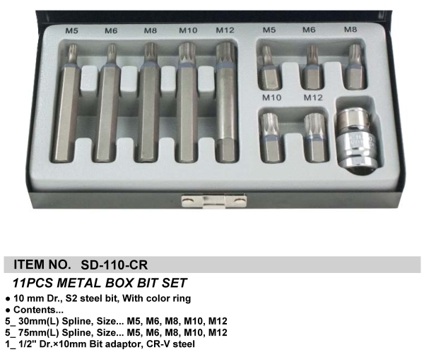 11PCS METAL BOX BIT SET