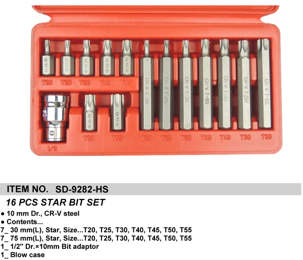 16 PCS STAR BIT SET