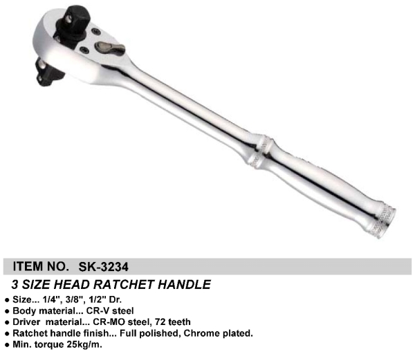 3 SIZE HEAD RATCHET HANDLE