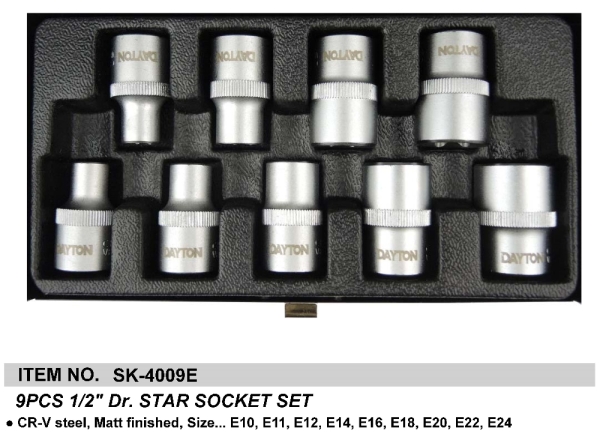 9PCS 1/2" Dr. STAR SOCKET SET