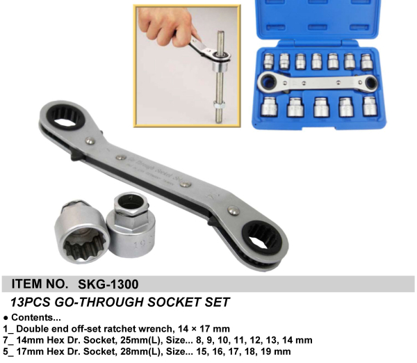 13PCS GO-THROUGH SOCKET SET