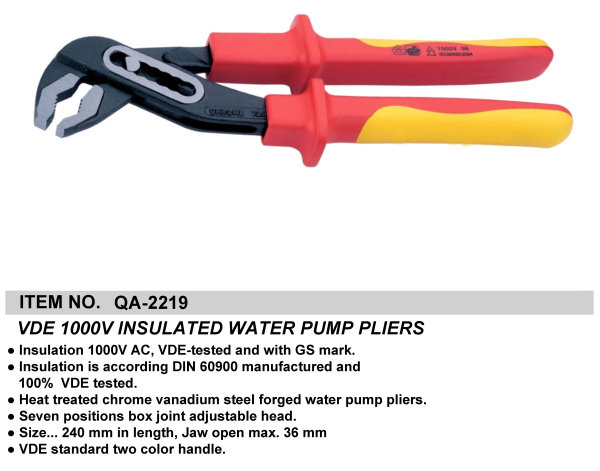 VDE 1000V INSULATED WATER PUMP PLIERS