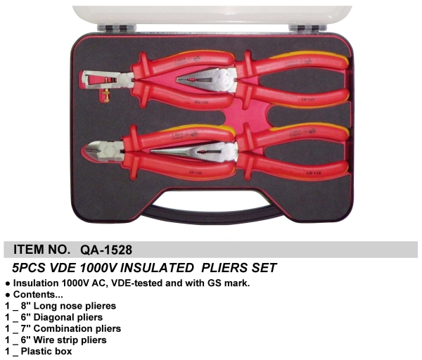 5PCS VDE 1000V INSULATED  PLIERS SET