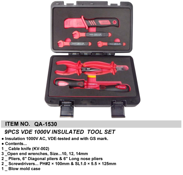9PCS VDE 1000V INSULATED  TOOL SET